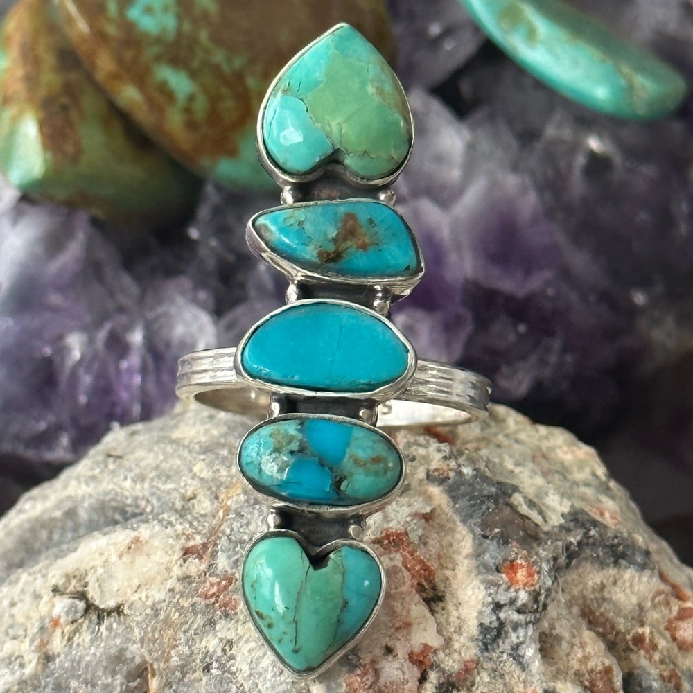 Sold ❤️ Turquoise 🩵 long sterling silver ring - Picture 1 of 8